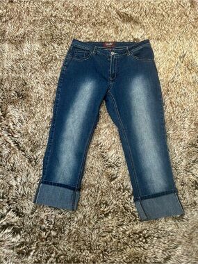 Angels Dark Blue Cropped Straight Jeans